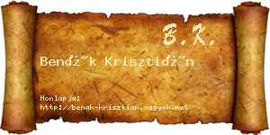 Benák Krisztián névjegykártya